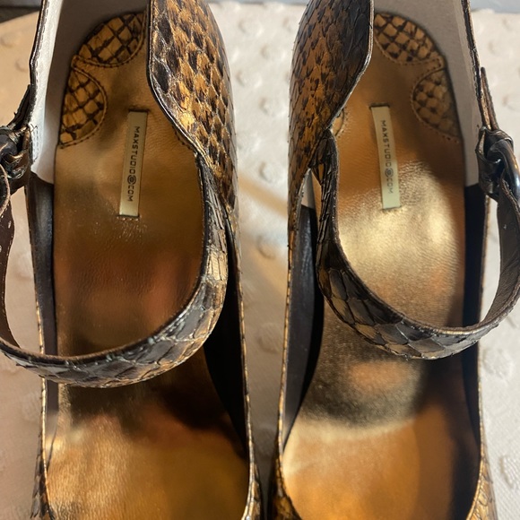 MAX STUDIO  Copper Color Toshi Genuine Snakeskin Heels - Picture 6 of 15